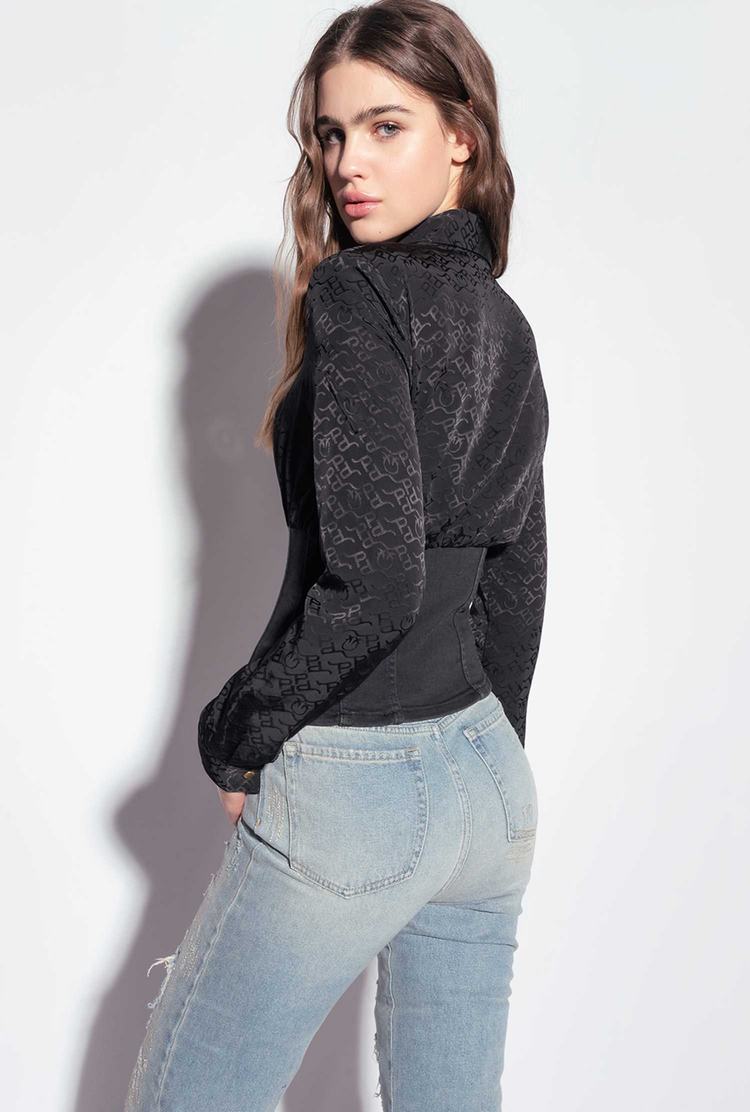 Dámské Košile Pinko Denim And Jacquard Černé | CZ-13208599