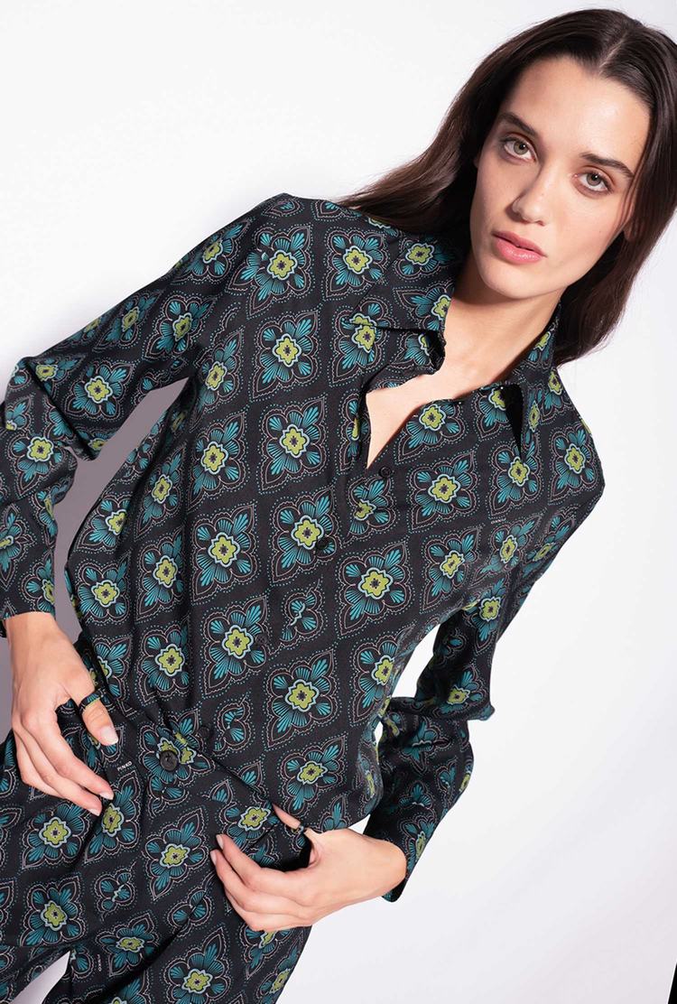 Dámské Košile Pinko Geometric Floral Viacfarebný Černé Zelene | CZ-95736419