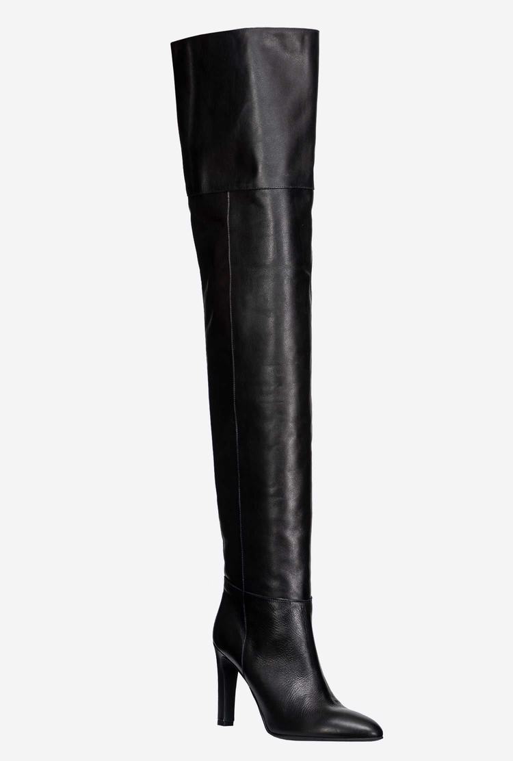 Dámské Leather Boots Pinko Thigh-high Černé | CZ-70863229