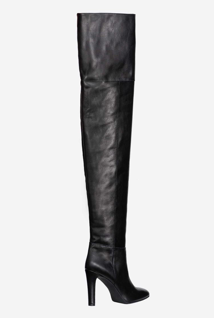 Dámské Leather Boots Pinko Thigh-high Černé | CZ-70863229