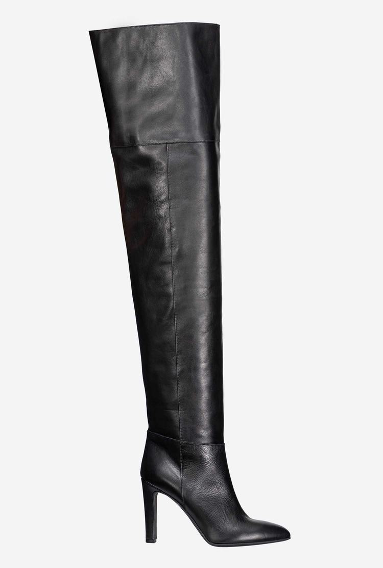 Dámské Leather Boots Pinko Thigh-high Černé | CZ-70863229