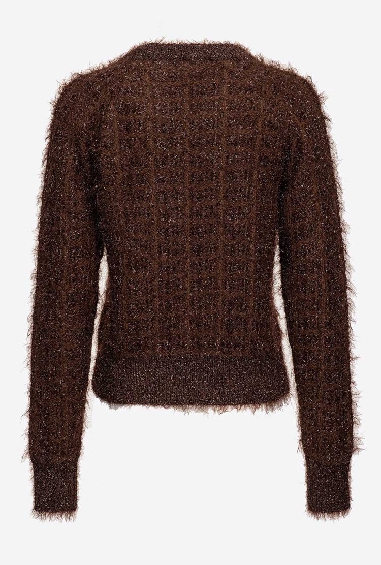 Dámské Mikiny Pinko Alpaca Blend Fluffy Čokolády | CZ-25869379