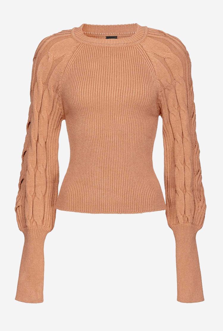 Dámské Mikiny Pinko Cable-knit Béžový | CZ-36029879