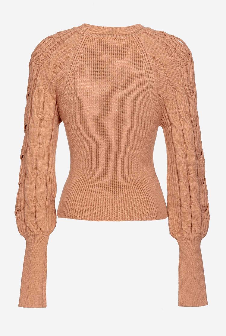 Dámské Mikiny Pinko Cable-knit Béžový | CZ-36029879