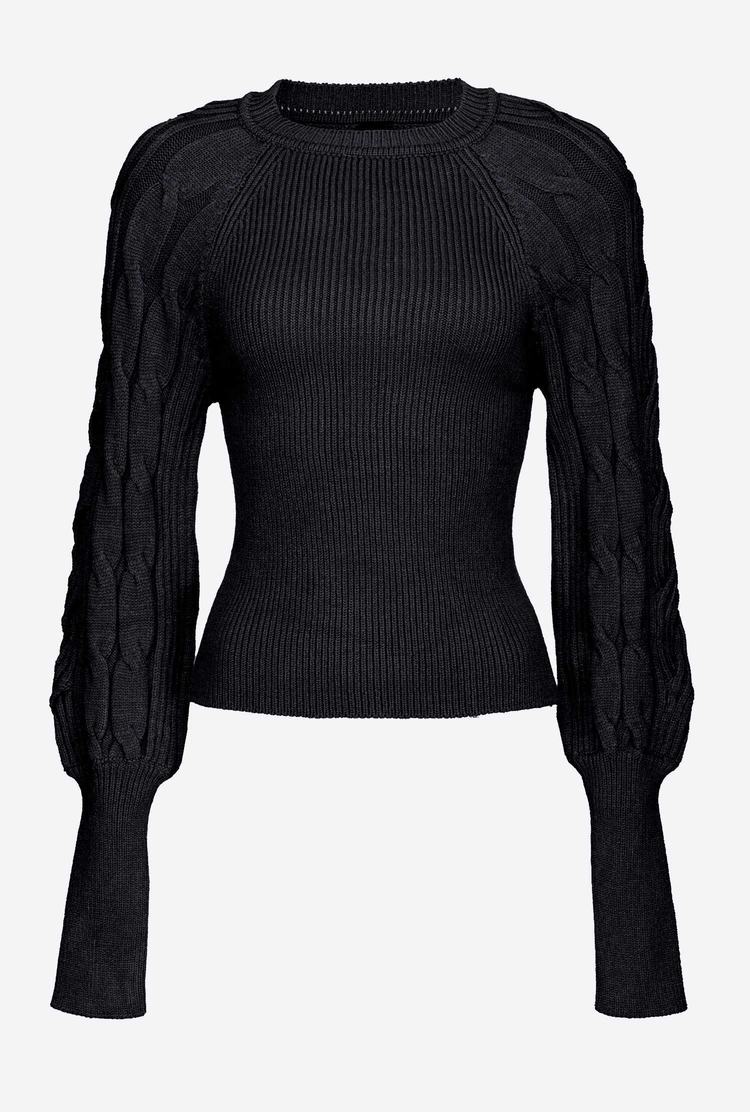 Dámské Mikiny Pinko Cable-knit Černé | CZ-32670489