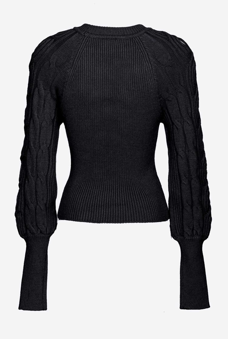 Dámské Mikiny Pinko Cable-knit Černé | CZ-32670489