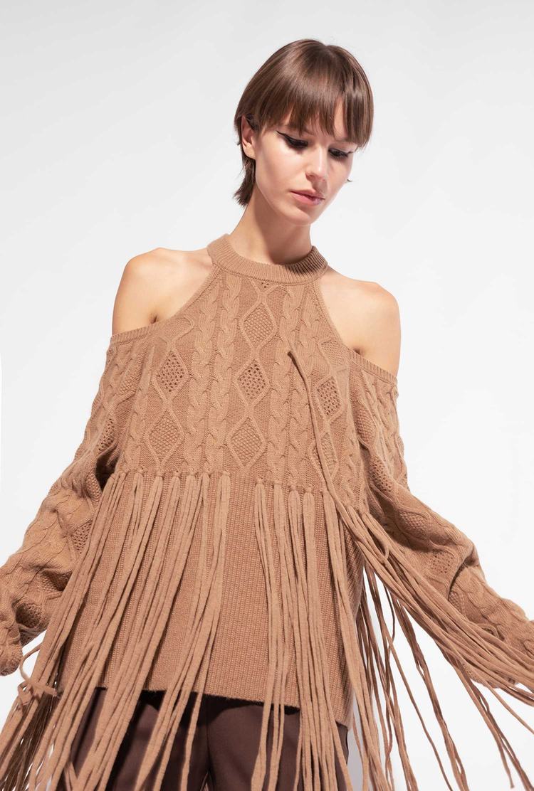 Dámské Mikiny Pinko Fringing Hnědé Béžový | CZ-98152469