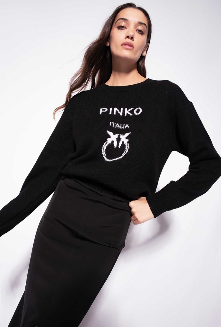 Dámské Mikiny Pinko Love Birds Černé Bílé | CZ-34981259