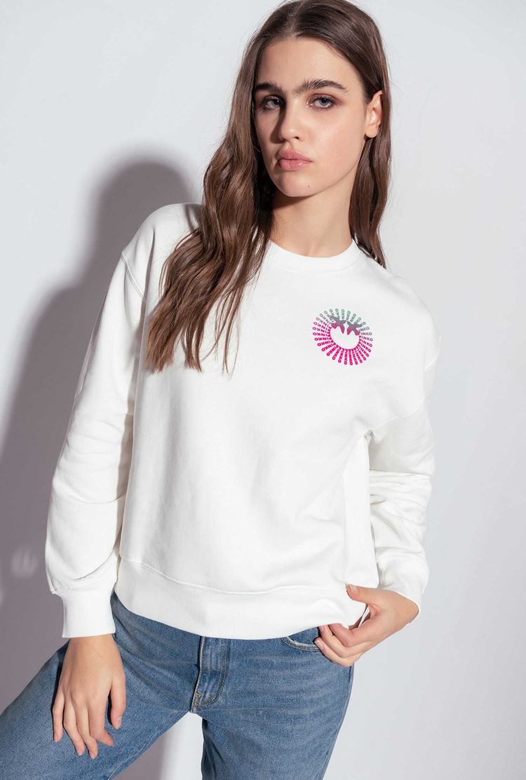 Dámské Mikiny Pinko Multicoloured Logo Bílé Zelene Fuchsie | CZ-27158409