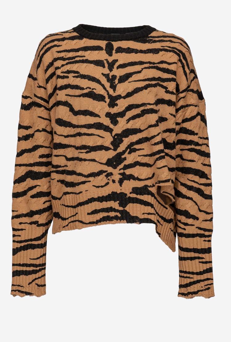 Dámské Mikiny Pinko Tiger Print Hnědé Černé | CZ-75320849