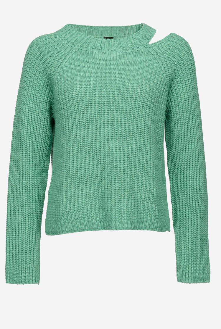 Dámské Mikiny Pinko Žebrovaný Cashmere Tyrkysové | CZ-67204959