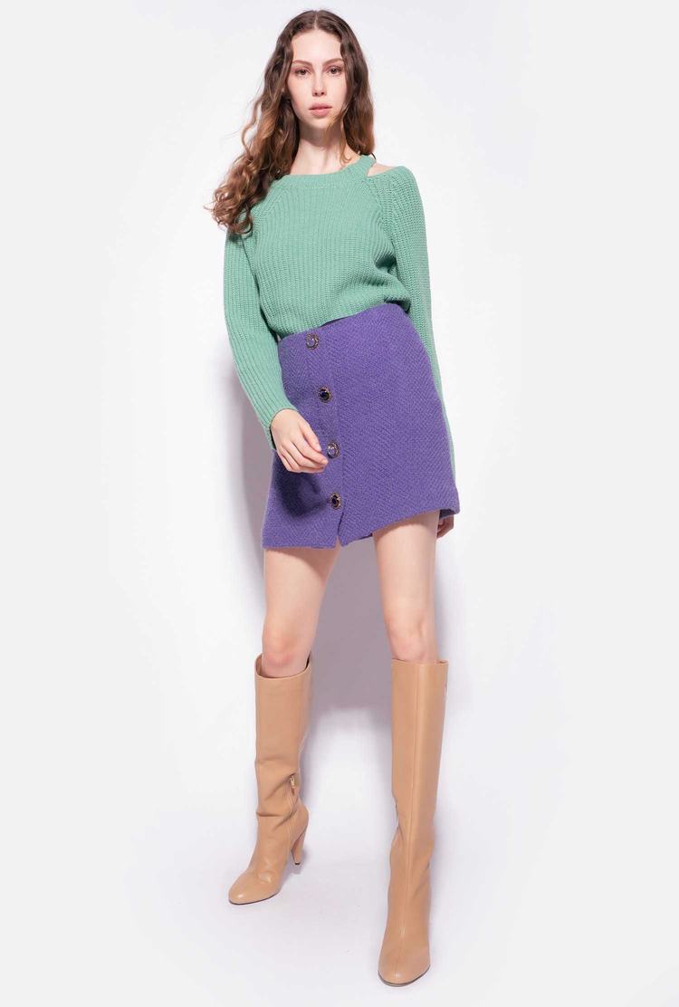 Dámské Mikiny Pinko Žebrovaný Cashmere Tyrkysové | CZ-67204959