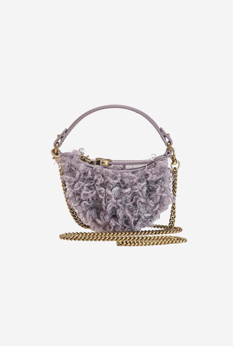 Dámské Mini Taška Pinko Micro Long Half Moon Bag Eco Sheepskin Šedé Zlaté | CZ-35870469