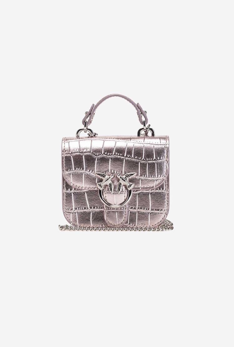 Dámské Mini Taška Pinko Micro Love Bag Bell Croco Růžové Zlaté | CZ-07621959