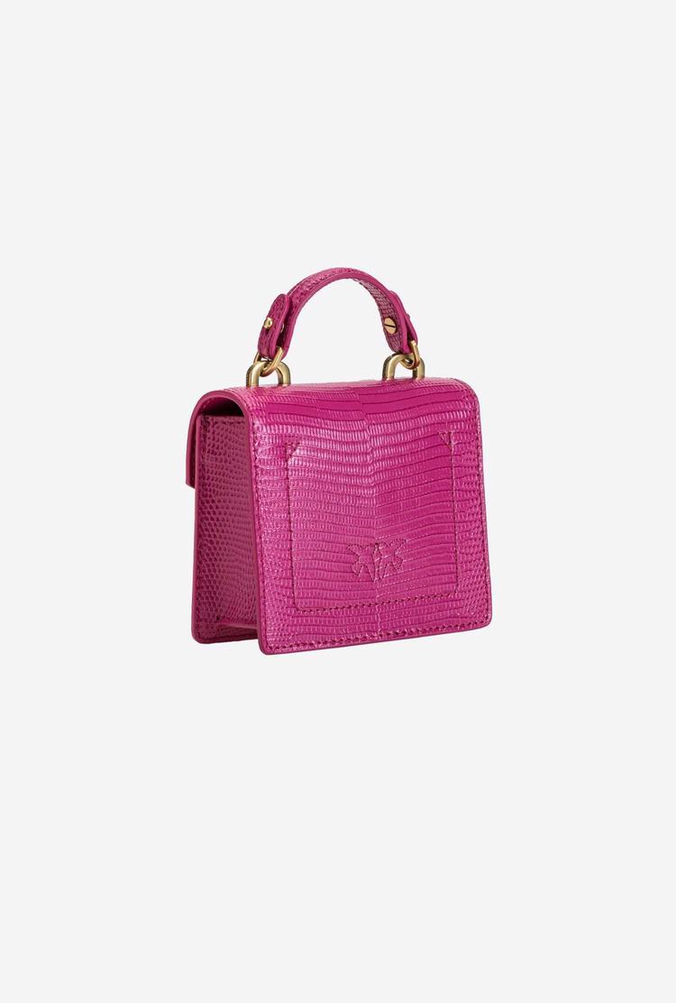 Dámské Mini Taška Pinko Micro Love Bag Handle Lizard Fuchsie Zlaté | CZ-72490589