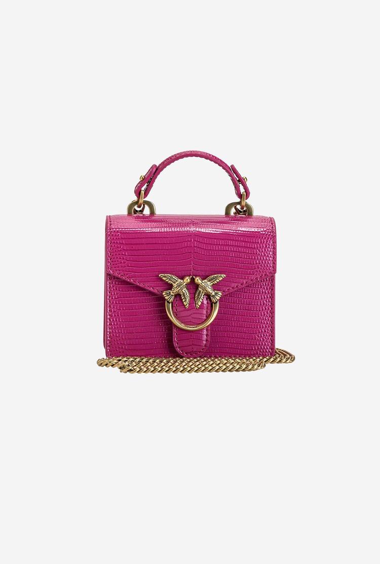 Dámské Mini Taška Pinko Micro Love Bag Handle Lizard Fuchsie Zlaté | CZ-72490589