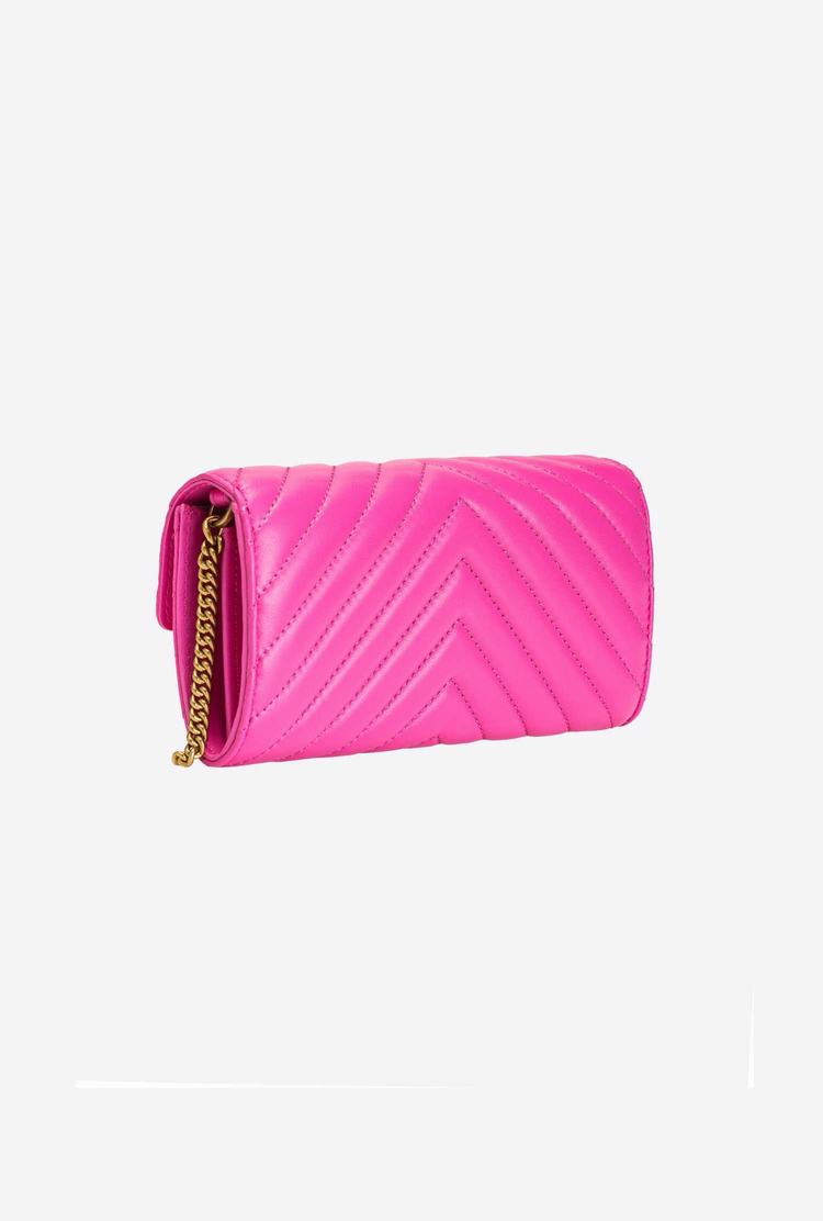 Dámské Peněženky Pinko Love Bag Chevron Fuchsie Zlaté | CZ-72361459