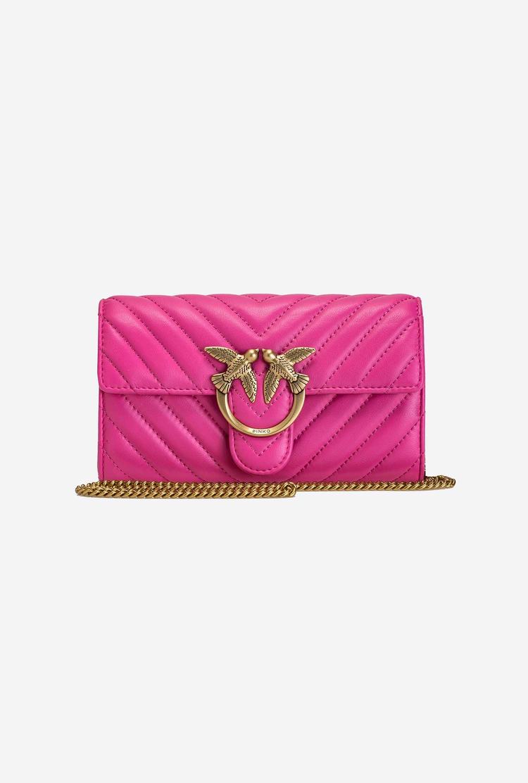 Dámské Peněženky Pinko Love Bag Chevron Fuchsie Zlaté | CZ-72361459