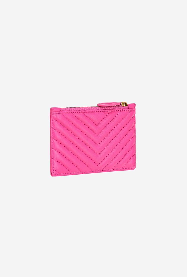 Dámské Peněženky Pinko Zipped Card Holder Fuchsie Zlaté | CZ-36802959