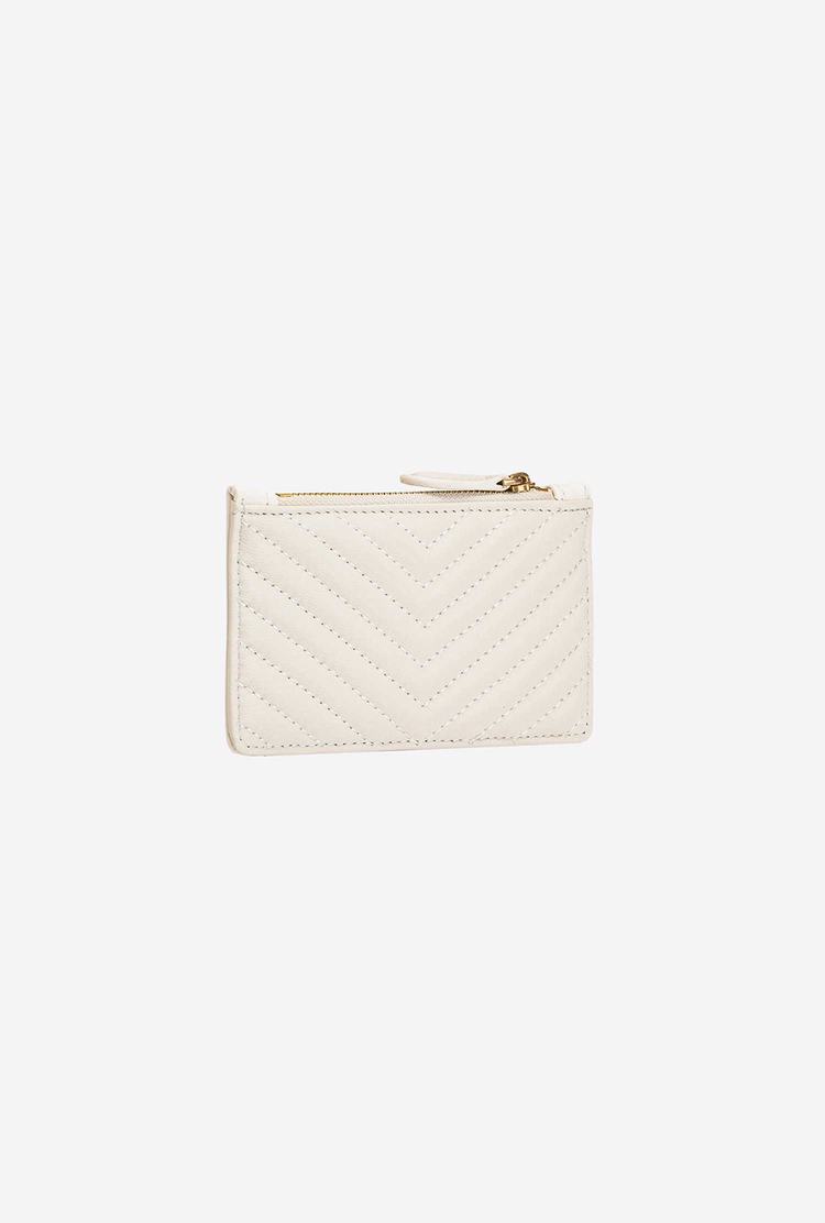 Dámské Peněženky Pinko Zipped Card Holder Bílé Zlaté | CZ-38260979