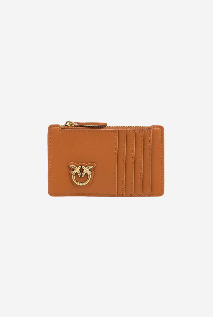 Dámské Peněženky Pinko Zipped Card Holder Hnědé Zlaté | CZ-69283519