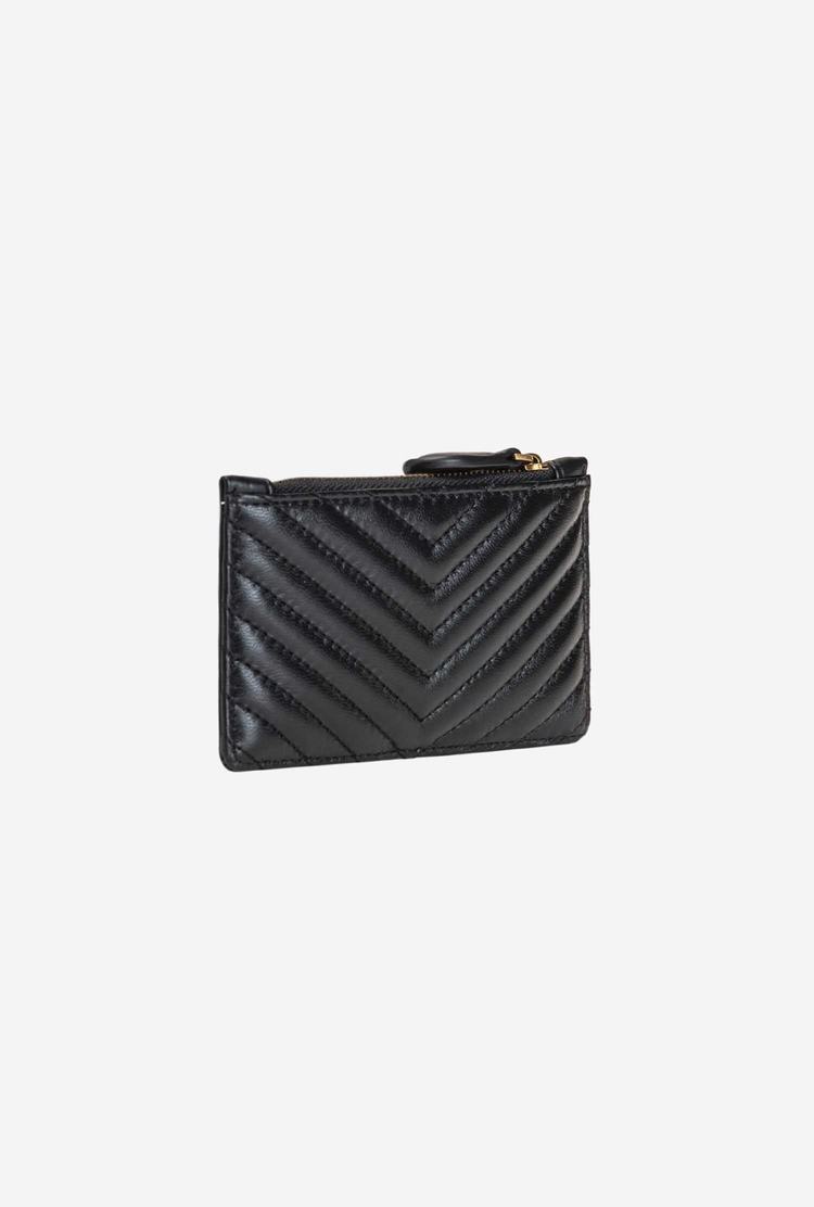 Dámské Peněženky Pinko Zipped Card Holder Černé Zlaté | CZ-71480629