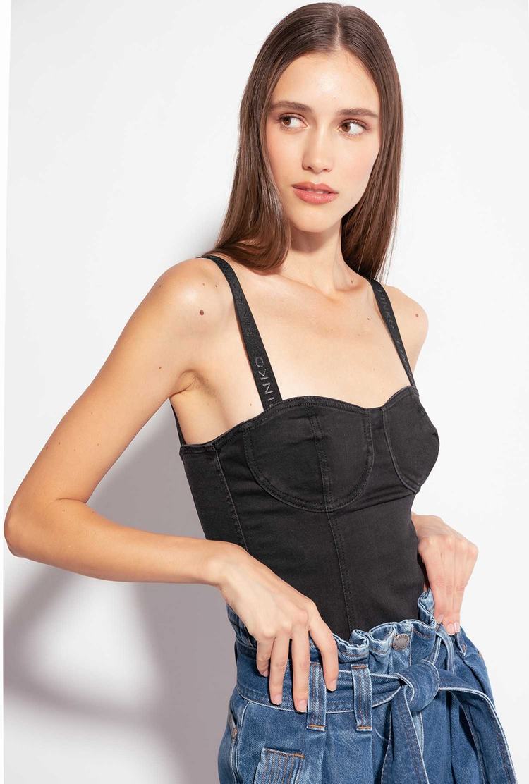 Dámské Podprsenka Bandeau Pinko Black Denim Černé | CZ-70682539