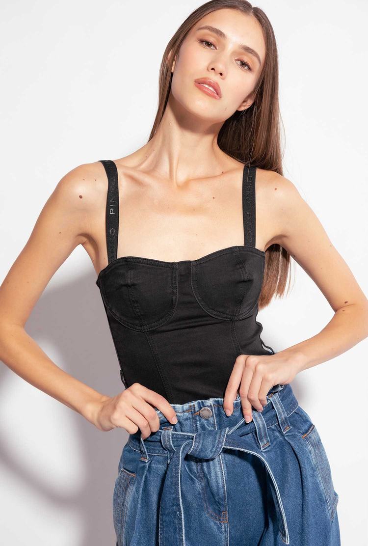 Dámské Podprsenka Bandeau Pinko Black Denim Černé | CZ-70682539