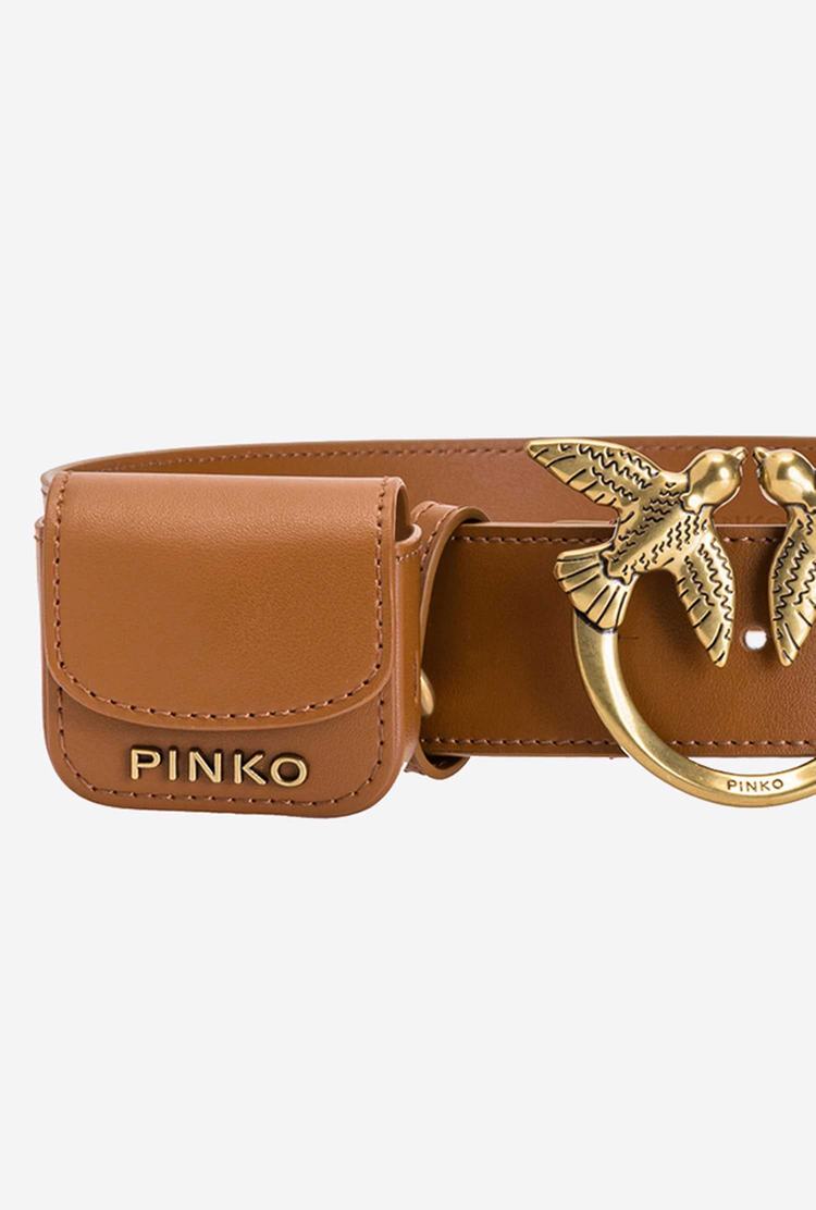 Dámské Pásky Pinko Coin Pocket Hnědé Zlaté | CZ-15879639