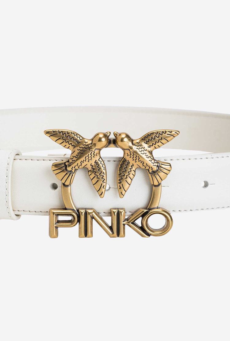 Dámské Pásky Pinko Love Birds Logo Bílé Zlaté | CZ-29581679