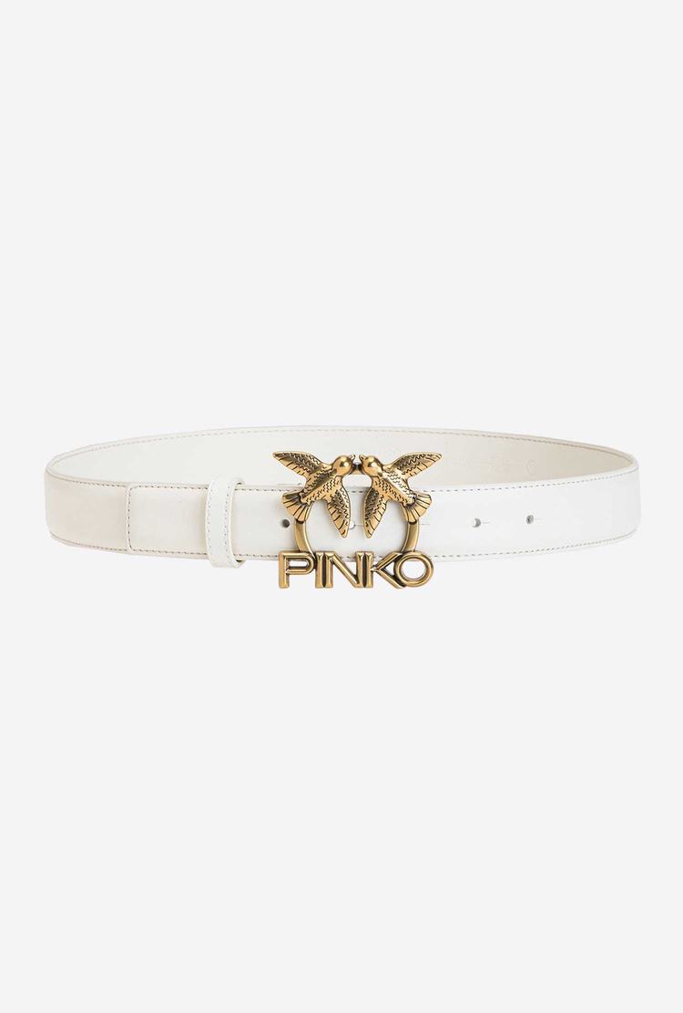 Dámské Pásky Pinko Love Birds Logo Bílé Zlaté | CZ-29581679