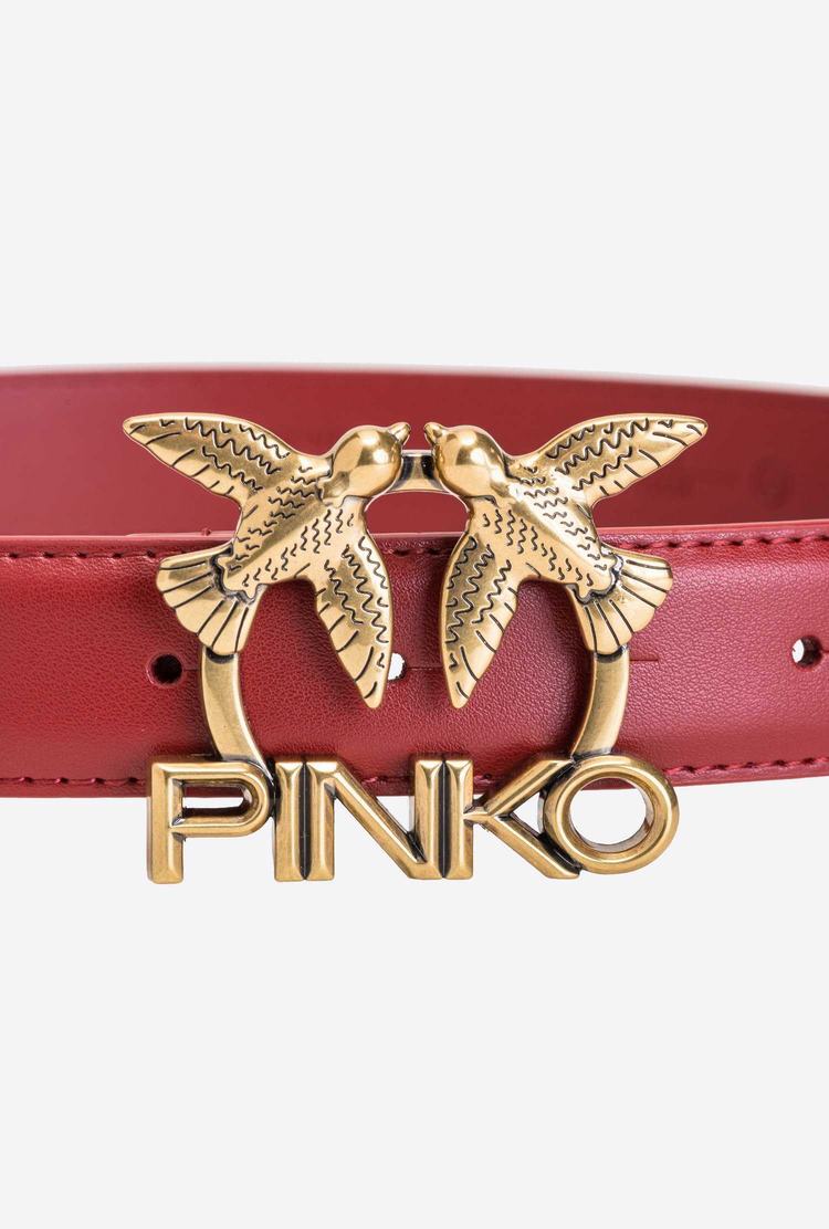 Dámské Pásky Pinko Love Birds Logo Červené Zlaté | CZ-47561029