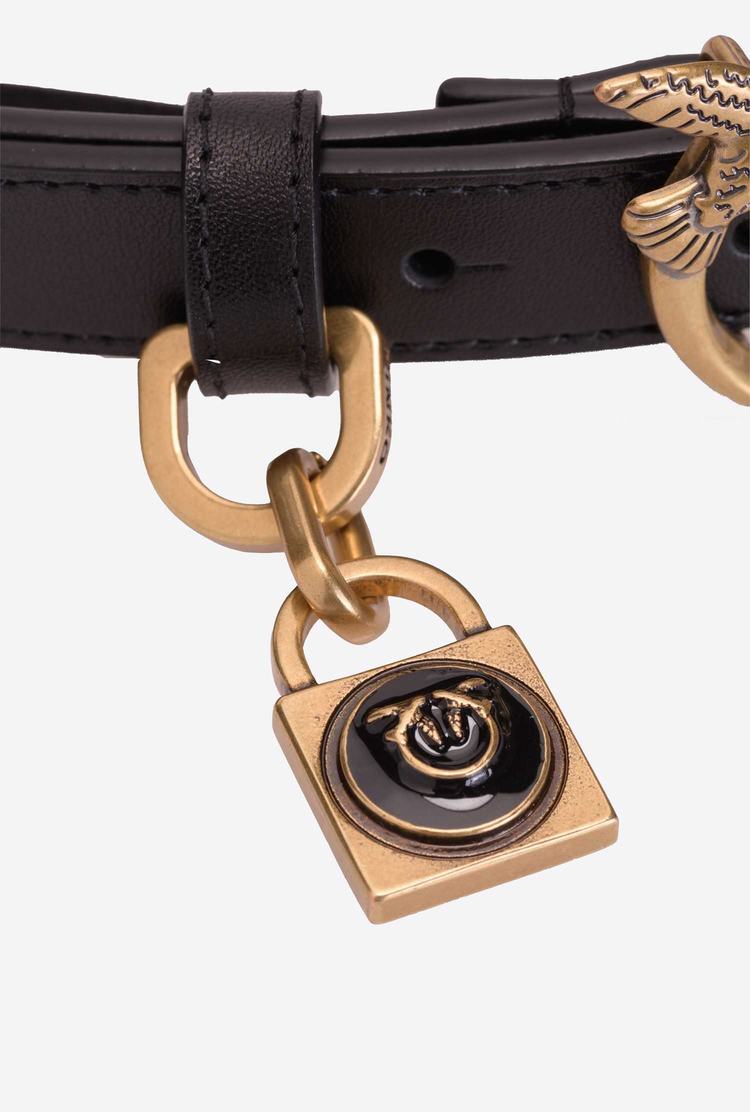 Dámské Pásky Pinko Padlock Charm Černé Zlaté | CZ-12589749