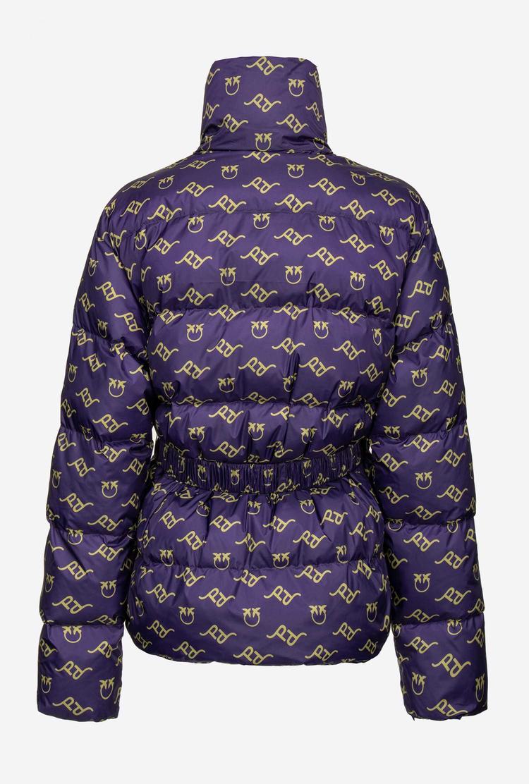 Dámské Péřové Bundy Pinko Logo Print Fialové Zelene | CZ-68012499