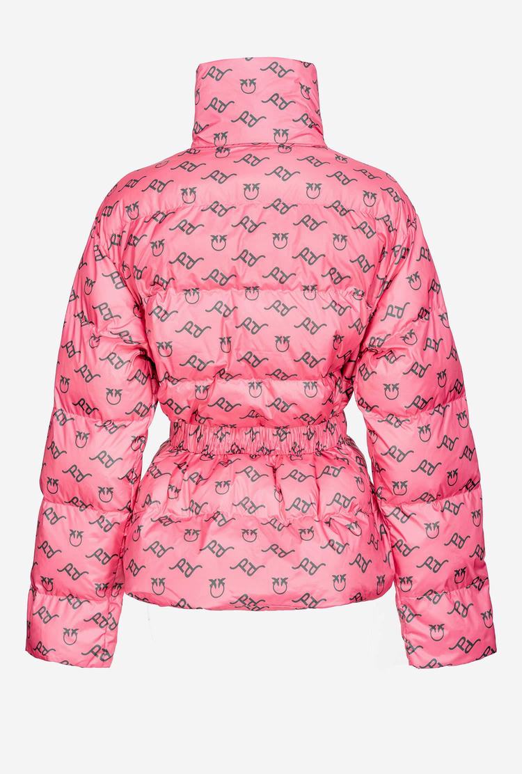 Dámské Péřové Bundy Pinko Logo Print Růžové Zelene | CZ-85347209