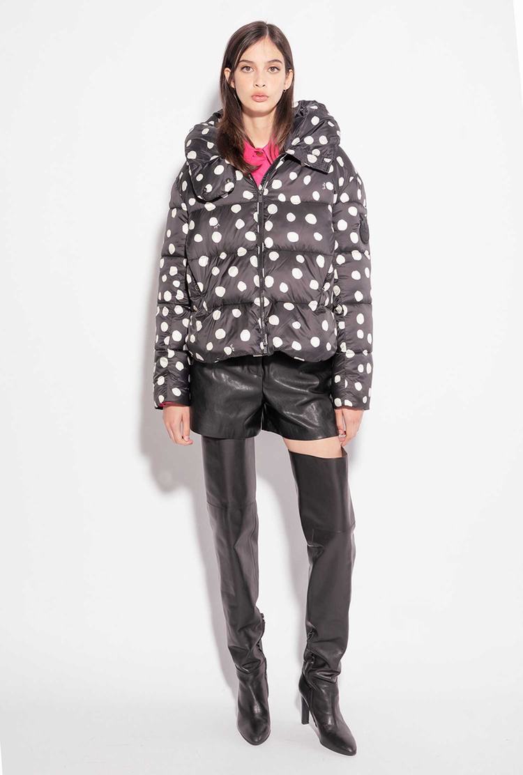 Dámské Péřové Bundy Pinko Polka-dot Černé Bílé | CZ-76235989