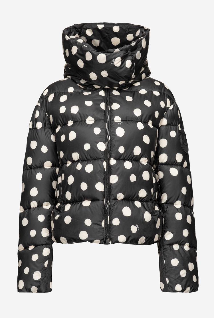 Dámské Péřové Bundy Pinko Polka-dot Černé Bílé | CZ-76235989