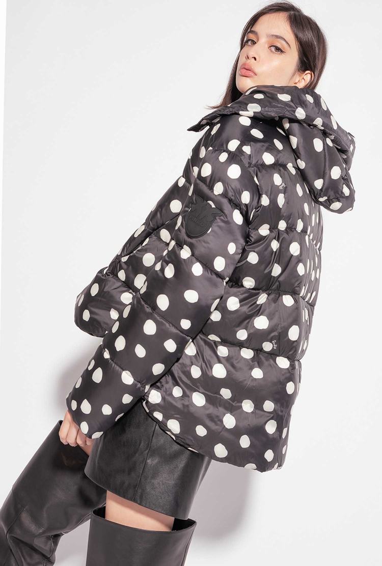 Dámské Péřové Bundy Pinko Polka-dot Černé Bílé | CZ-76235989