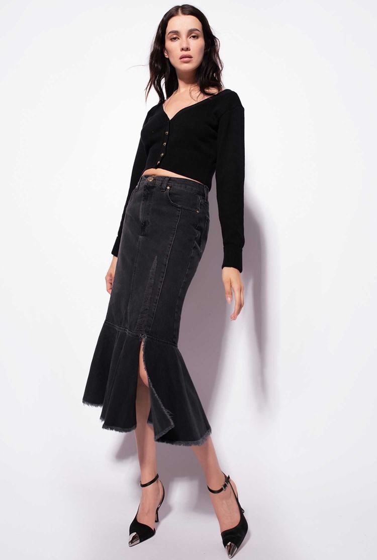 Dámské Sukně Pinko Black Denim Midi Šedé | CZ-24185399