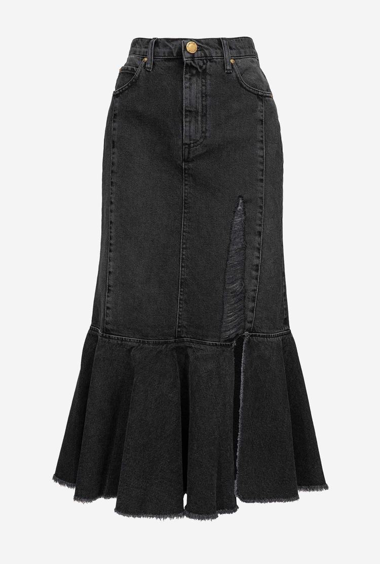 Dámské Sukně Pinko Black Denim Midi Šedé | CZ-24185399