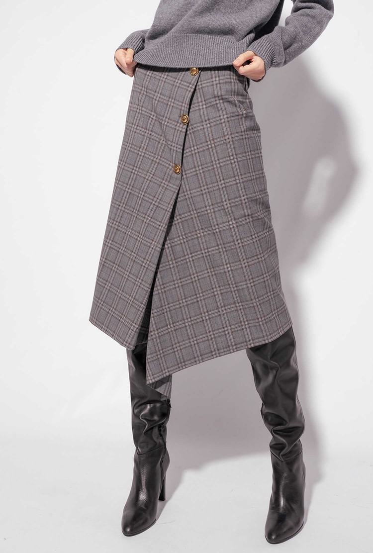 Dámské Sukně Pinko Calf-length Check Tmavě Šedé | CZ-26174809