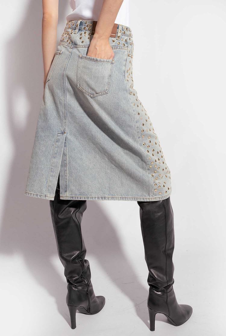 Dámské Sukně Pinko Studded Denim Blankyt | CZ-78136529