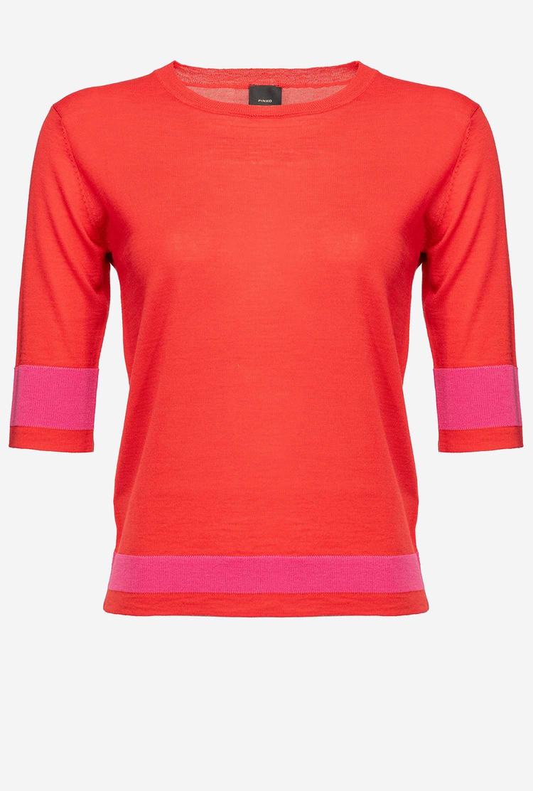 Dámské Svetry Pinko Colour-block Tmavě Červené | CZ-78306599