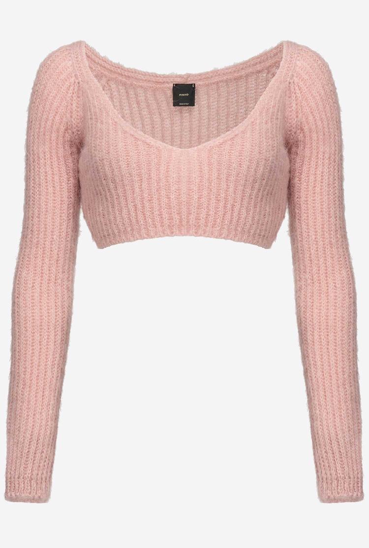 Dámské Svetry Pinko Cropped Mohair-blend Růžové | CZ-95124679