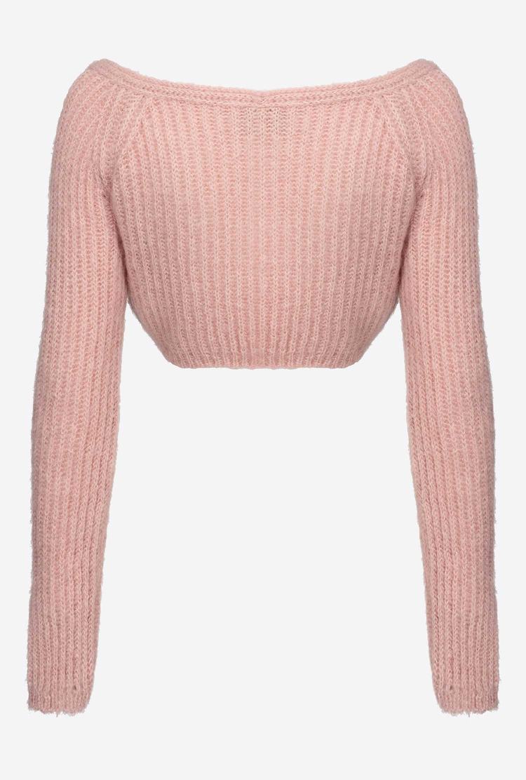 Dámské Svetry Pinko Cropped Mohair-blend Růžové | CZ-95124679