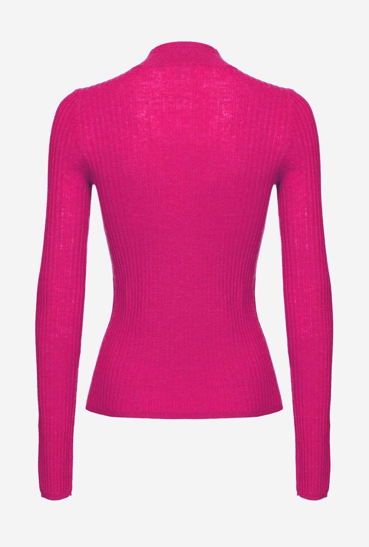 Dámské Svetry Pinko Žebrovaný Mock-turtleneck Fuchsie | CZ-24837569