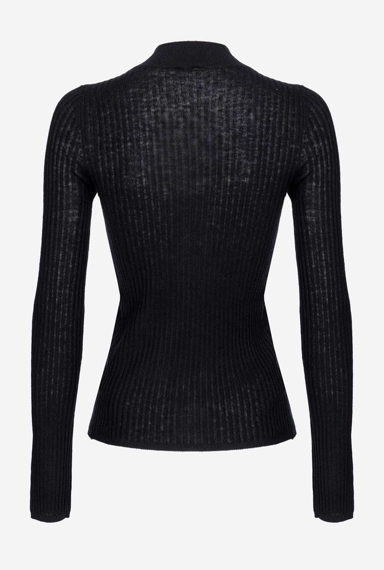 Dámské Svetry Pinko Žebrovaný Mock-turtleneck Černé | CZ-94257369