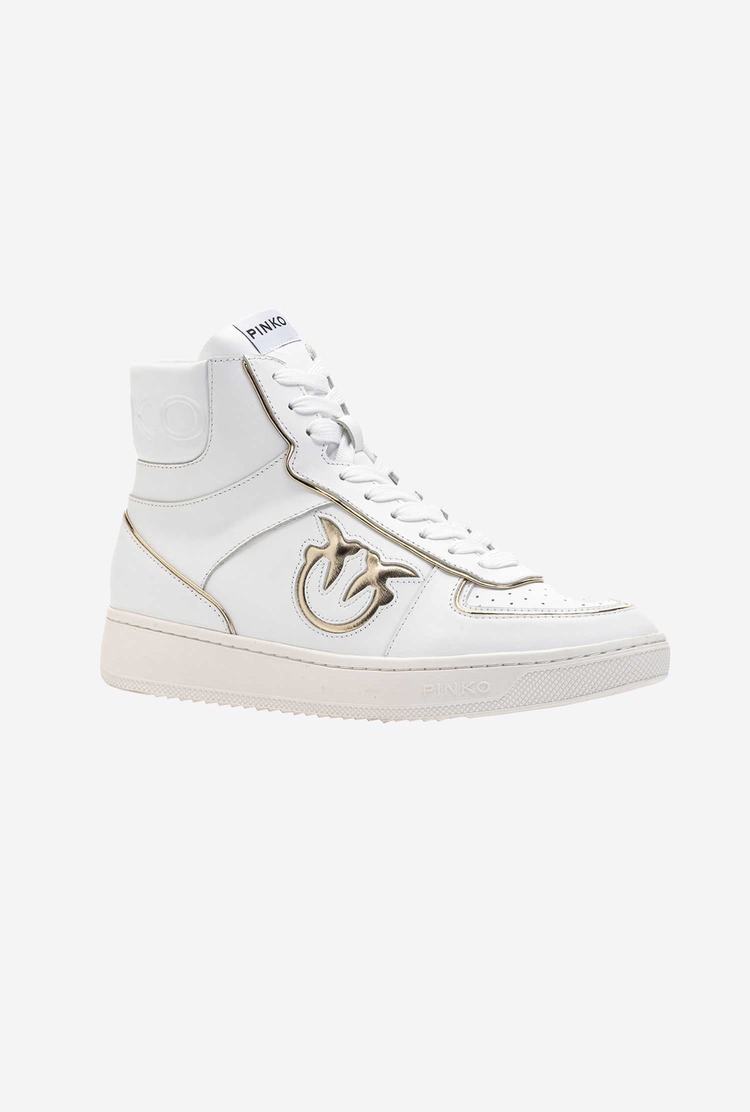 Dámské Tenisky Pinko Læder High-top Bílé Zlaté | CZ-02319579