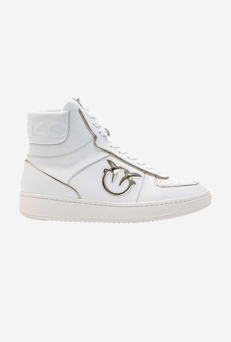 Dámské Tenisky Pinko Læder High-top Bílé Zlaté | CZ-02319579