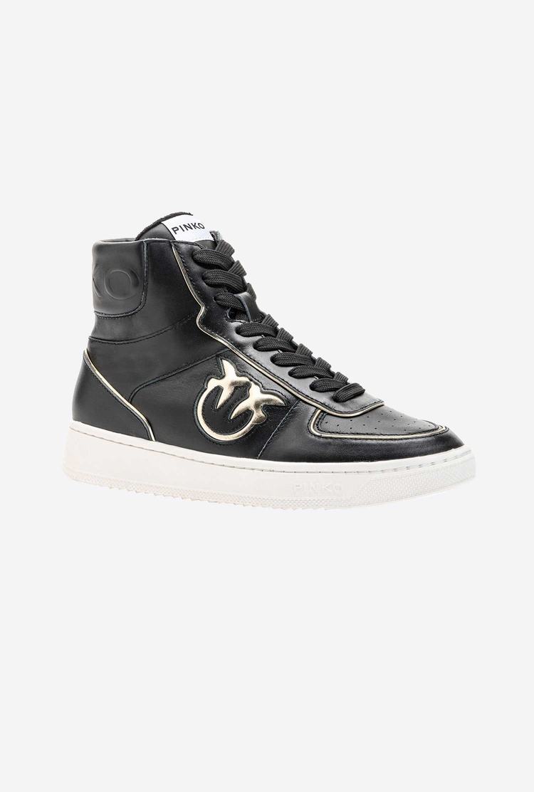 Dámské Tenisky Pinko Læder High-top Černé Zlaté | CZ-23065479